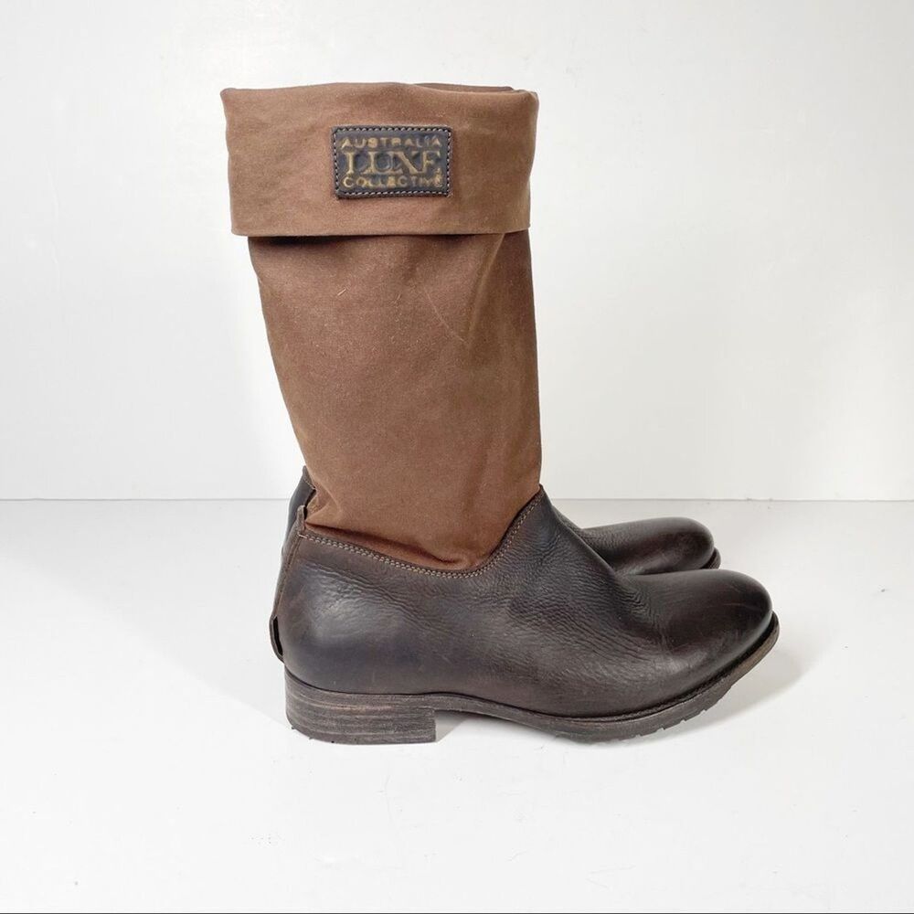 AUSTRAILIA LUXE COLLECTIVE Waxed Canvas Leather Boots Women’s 6 Heritage Utility